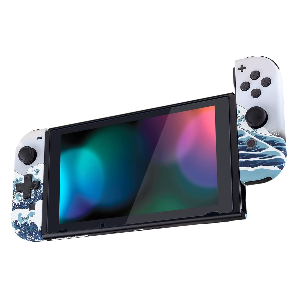 eXtremeRate The Great Wave Soft Touch Joy con Handheld Controller Housing (D-Pad Version) with Full Set Buttons, DIY Replacement Shell Case for Nintendo Switch Joycon & Switch OLED Joy con — view 4