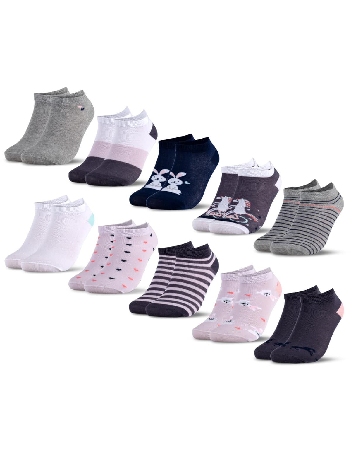 Occulto calcetines tobilleros motivo para niño y niña 10 pares (modelo: Motivo) — view 10