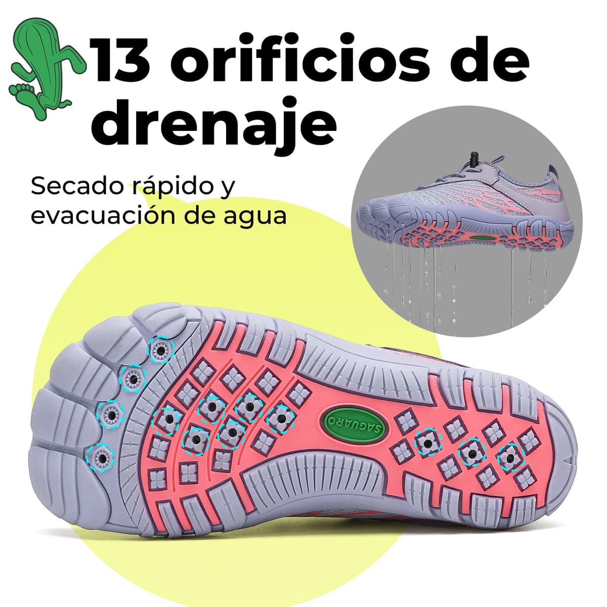 SAGUARO Zapatos descalzos para niños, de secado rápido, transpirables, con puntera ancha, talla 25-35 — view 3