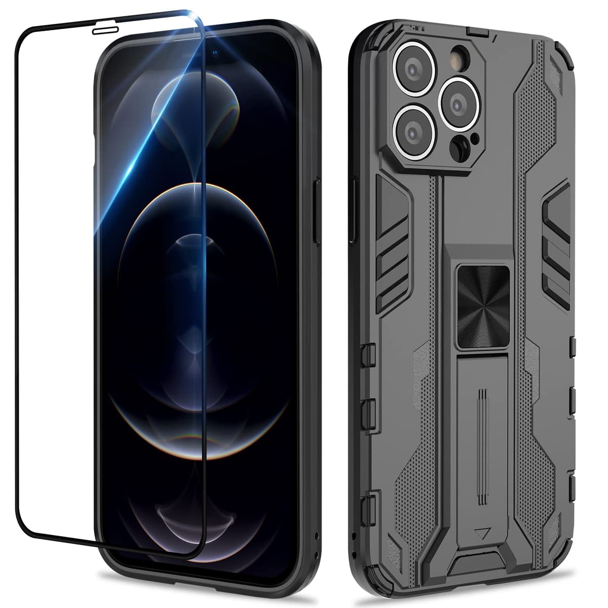 Funda para CMF Phone 2 Pro, Carcasa Antigolpes con Soporte anular metálico, Case Protectora de Grado Militar, Negro — view 1359