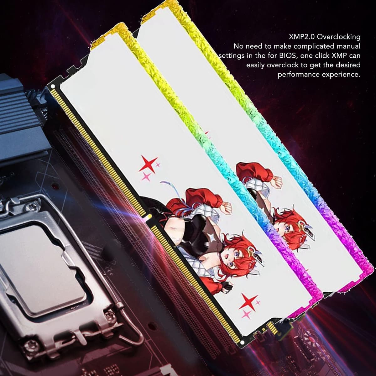 Yctze Ddr4 Ram, 3600mhz Pc4 28800 Cl16 20 20 38 1.35v Módulo de Memoria de Escritorio para Juegos con Overclocking Xmp2.0, para Control RGB de Sincronización Policromada Mystic (32 GB (2x16 GB)) — view 2