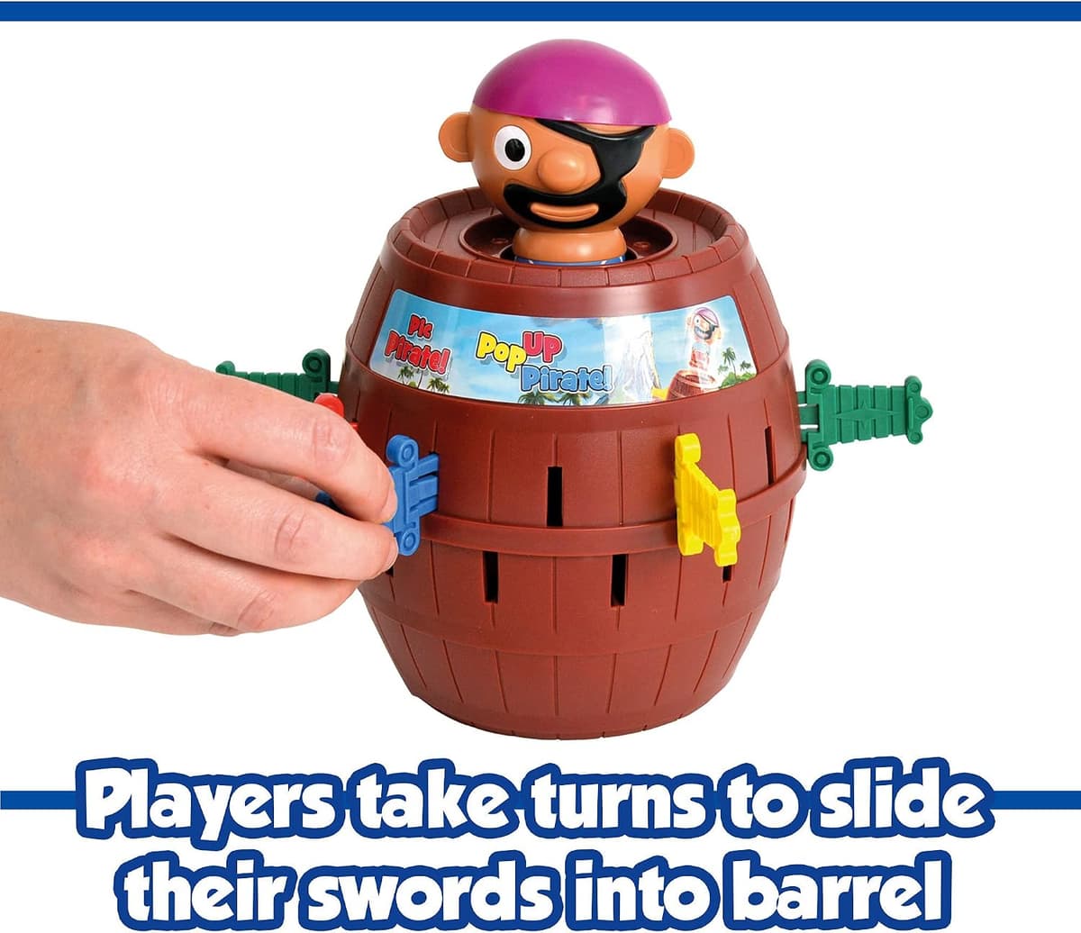 TOMY Pop Up Pirate Classic Children's Action Board Game, Family and Preschool Kids Game for Children 4, 5, 6, 7, 8 Year Old Boys Girls Adults,Packaging may vary, Wood - Choc Brown — view 4