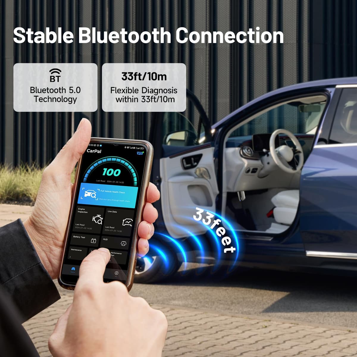 TOPDON CarPal A, OBD2 Scanner, All System Diagnosis, Wireless Bluetooth Diagnostic Tool, Vehicle Health Check, Smog Check, Repair Guide, Engine Inspection, Vehicle Performance Test — view 10