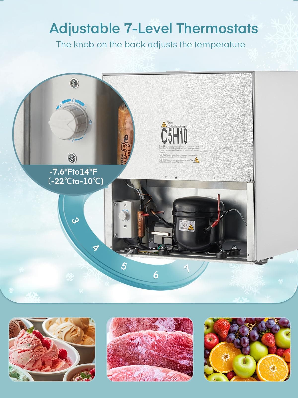 FOHERE Table Top Mini Freezer 32L, Small Freezer with 7 Adjustable Temperature, Energy Efficient, 4 Star Freezing,Removable Wire Shelf for Bedrooms/Home/Apartment/Office, White — view 5