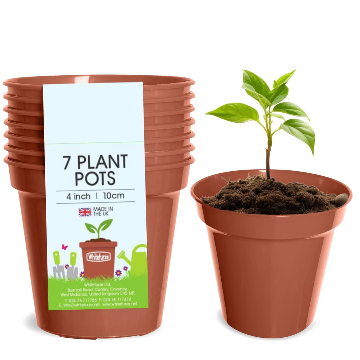 Whitefurze G04013 10cm Garden Pot - Terracotta (Set of 7)