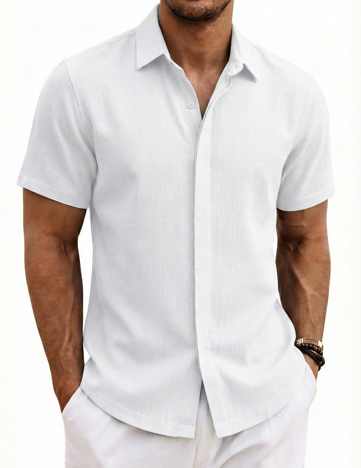 COOFANDY Camisa Hombre Manga Corta Verano 100% Algodón Camisas Hombre Casual Regular Fit