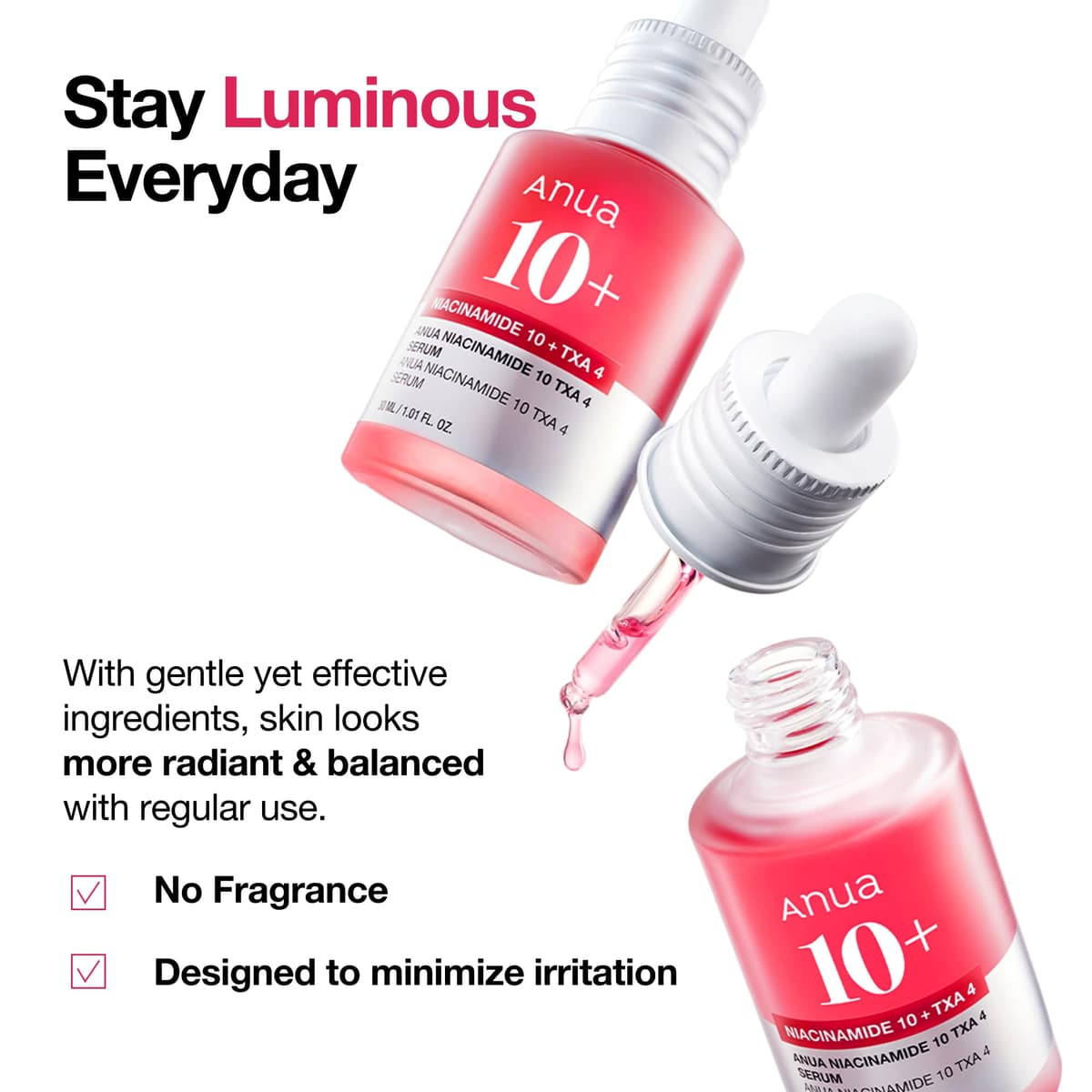 ANUA Niacinamide 10 + TXA 4 Serum, Hyaluronic Acid, Tranexamic acid, Vitamin B12, Facial Serum for Glass Skin, Clarifying, Radiant Complexion with Natural Color, Korean Skin Care (30ml /1.01 fl.oz) — view 4