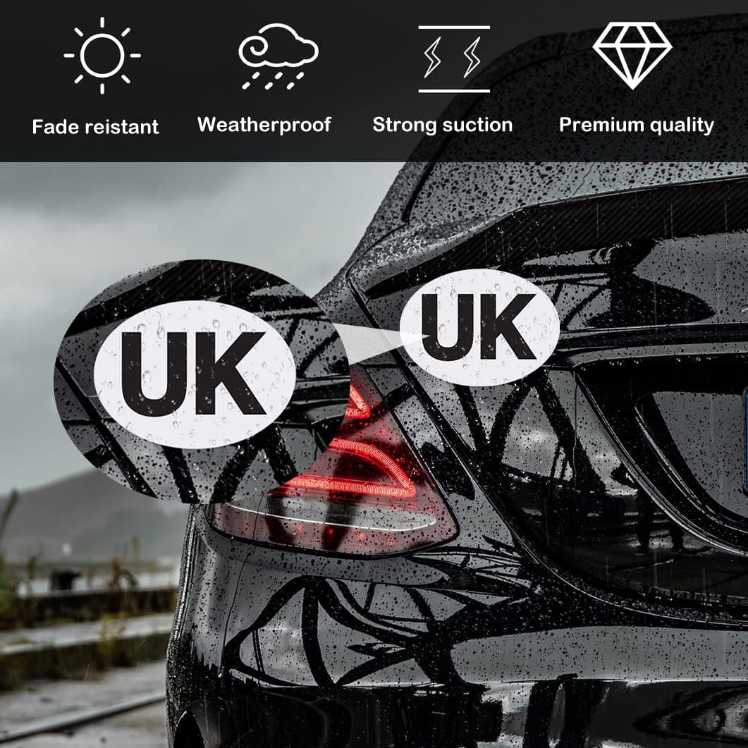 VICKMALL UK Stickers for Car 1 Pack Magnetic UK Car Stickers for Europe 4 Pack UK Number Plate Stickers Self-adhesive No Scratching Weather Resistant Replace GB Stickers for Car, Driving in Europe — view 5