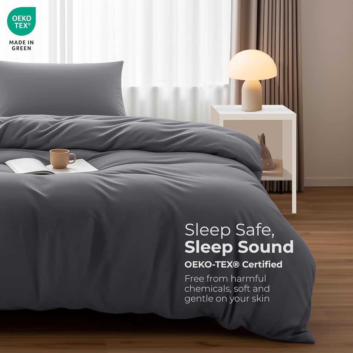 Utopia Bedding Single Duvet Cover Sets - Soft Microfibre Polyester Duvet Cover with Pillow case - Bedding Quilt Cover Set (Grey) Single Grey — view 2