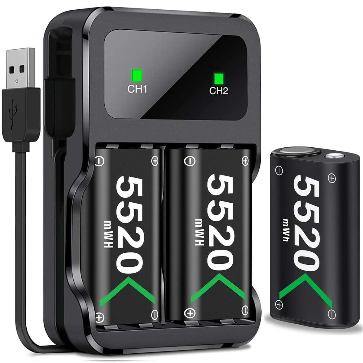 HEYLICOOL Rechargeable Battery Pack for Xbox One/Series X|S,2x6200mWh Xbox Controller Battery Pack for Series X|S/S/X/Elite Controller-Q08 — view 8