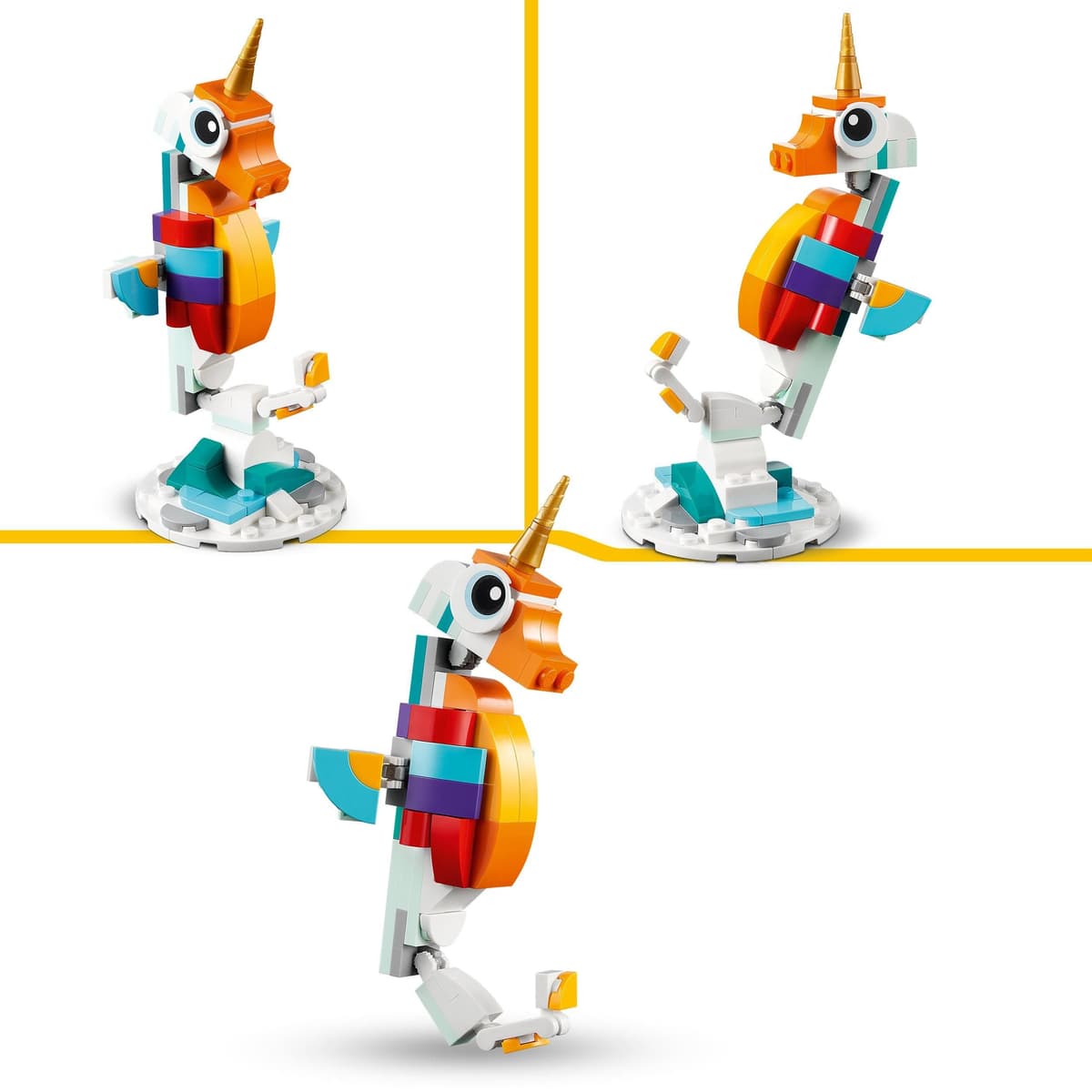 LEGO Creator 3 en 1 Unicornio Mágico de Juguete - Figura de Animal Transformable en Caballito de Mar o Pavo Real - Regalo Creativo para Niñas y Niños de 7+ Años 31140 — view 5