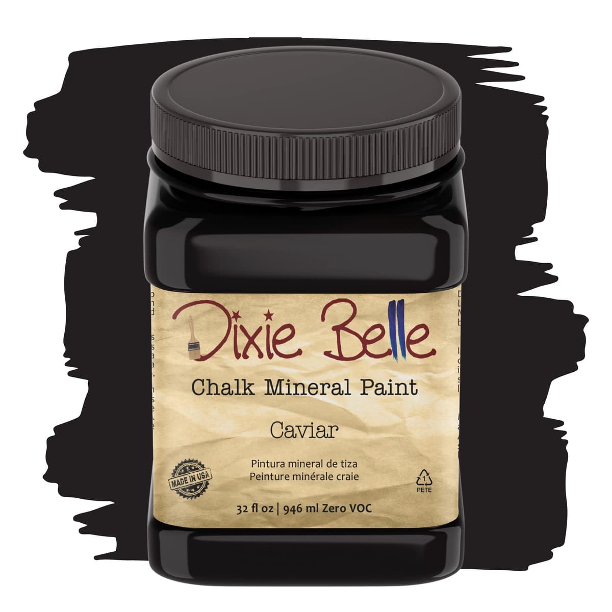Dixie Belle Paint Company Chalk Finish Furniture Paint - Caviar (32oz) - Matte Black Chic Chalk Mineral DIY Furniture Paint