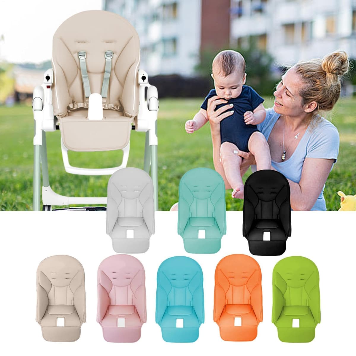 High Chair Cushion, Foldable Highchair Insert, Child Feeding Seat Cushion Cover, Travel High Chair Seat, Washable Non Slip Dining Seats Pad, for Daughter, Grandchild, Son — view 6