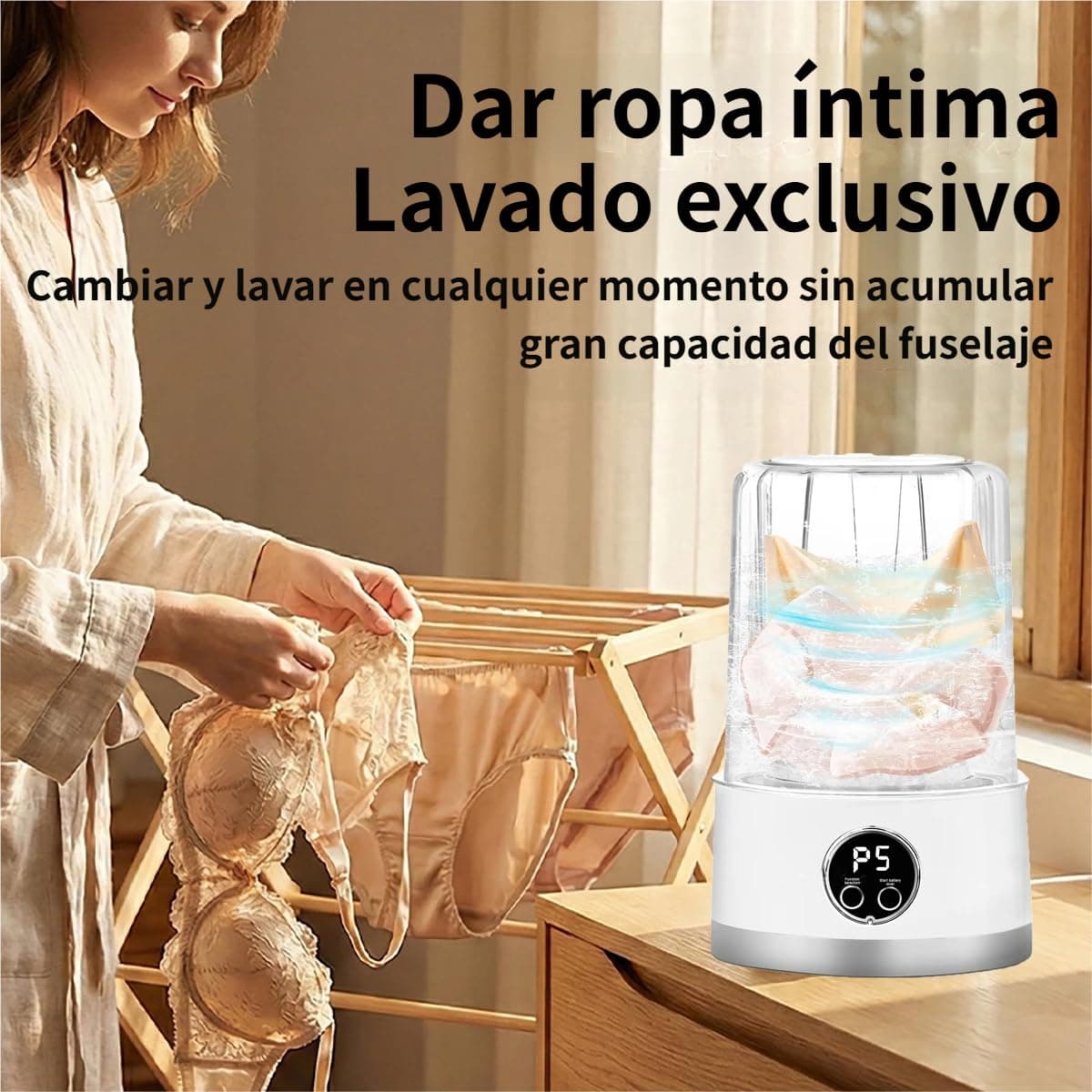 Minilavadora de Trapos, Mini Washer Machine Portátil - Mini Lavadora para Trapos de Cocina y Ropa Interior, Mini Washing Machine con Centrifugado para Limpieza Higiénica (Morado) — view 2