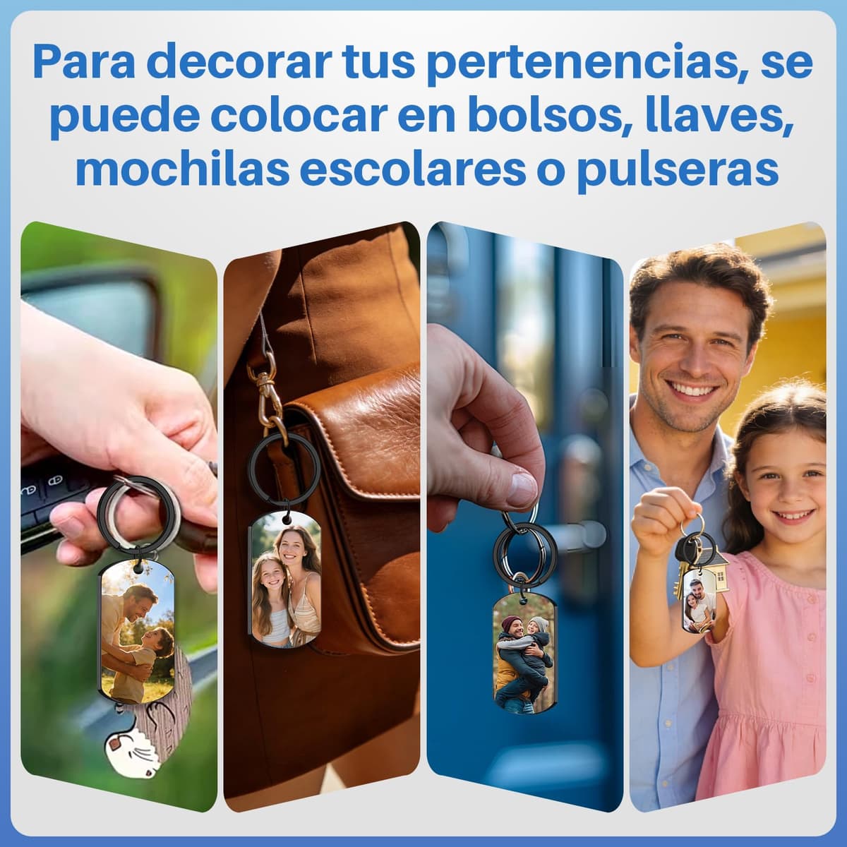 llaveros Personalizados Para el Día Del Padre, Día Del Padre Regalos, llavero Personalizado con Foto Grabada a Aoble Cara, Regalos Personalizados Para Papá — view 4