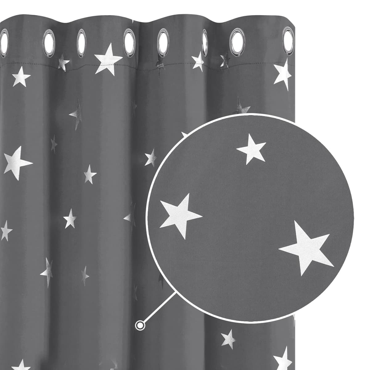 Deconovo Navy Blue Curtains for Living Room Super Soft Thermal Insulated Star Foil Printed Eyelet Blackout Curtains 46 x 54 Inch 2 Panels — view 13