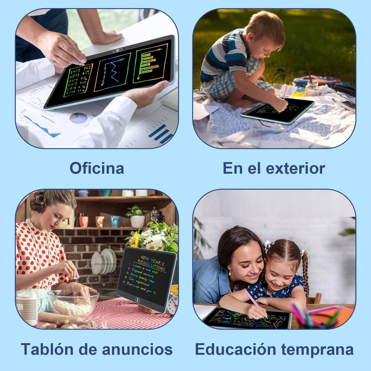 16 Pulgadas Tableta de Escritura LCD, Electight Infantil Tableta de Graffiti de Colores para Niños 3~12 Años, con Borrable y Bloqueo Función, Reutilizable, Juguete Educativo Halloween Navidad, Azul — view 6