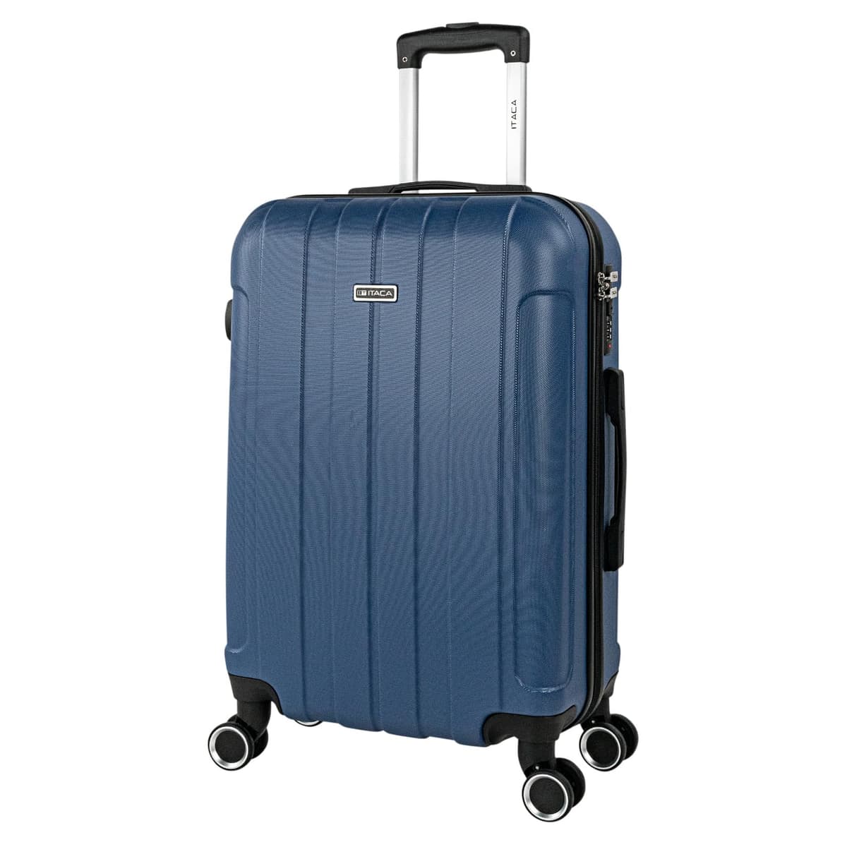 ITACA - Maleta Mediana con 4 Ruedas Giratorias para Viajes Largos Tipo Trolley Ideal como Maletas de Viaje Grandes 23 Kilos y Maleta Viaje Mediana Resistentes, Azul Vaquero
