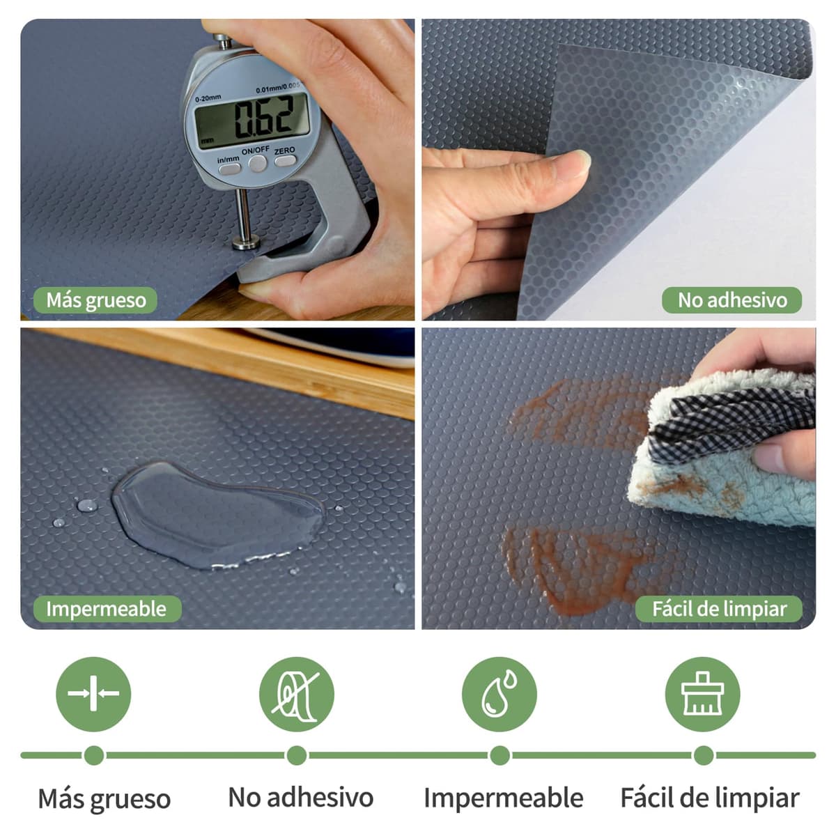 wohomuke Alfombrilla para cajón 60x600cm Protector cajones Cocina EVA Plastico Protector para Muebles (60cmx6m,Gris Oscuro) — view 2
