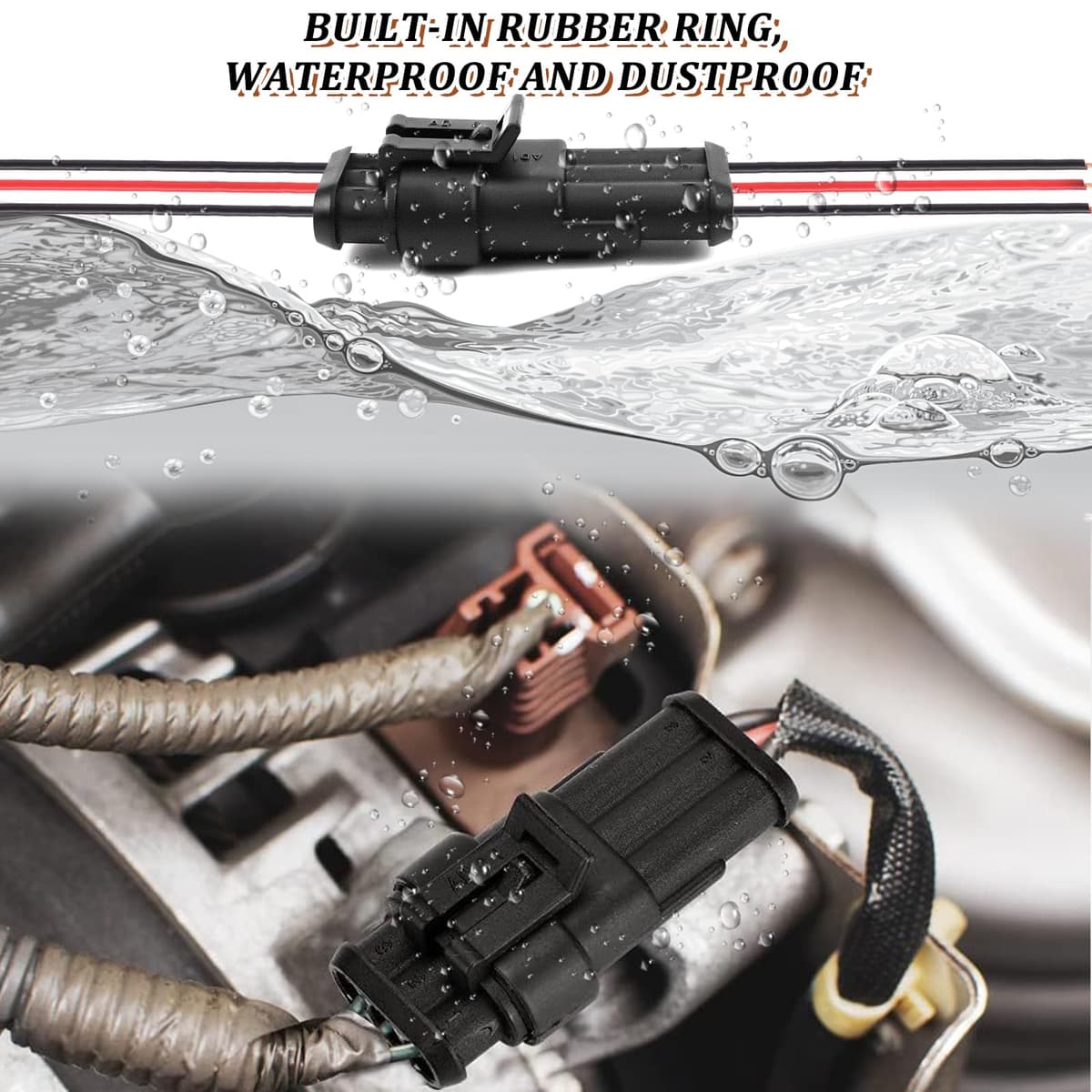 808 Pieces Waterproof Connector for Automotive, Electrical Connector Waterproof 1/2/3/4/5/6 Pins, Terminal Plug Connectors Sealed, Waterproof Car Connector for Motorcycle Scooter Car Boat — view 6
