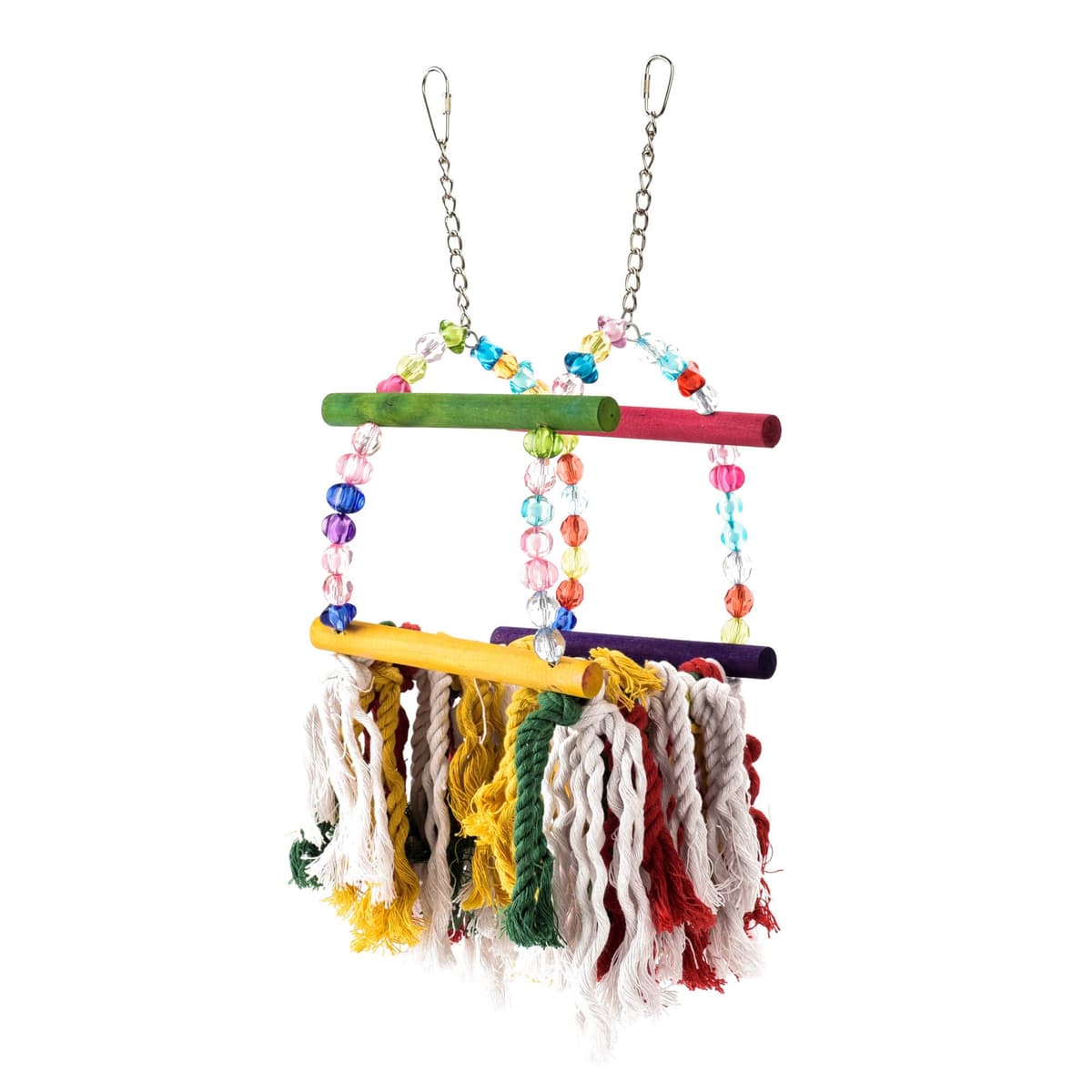 PARROT ESSENTIALS Sanded Nail Arch Swing Perch with Cotton Rope - Medium Parrot Toy Nest Swing for Nail Trimming - Wooden Bird Perch for African Grey, Amazon, Cockatoo - Pet Swing for Birdcage — view 9