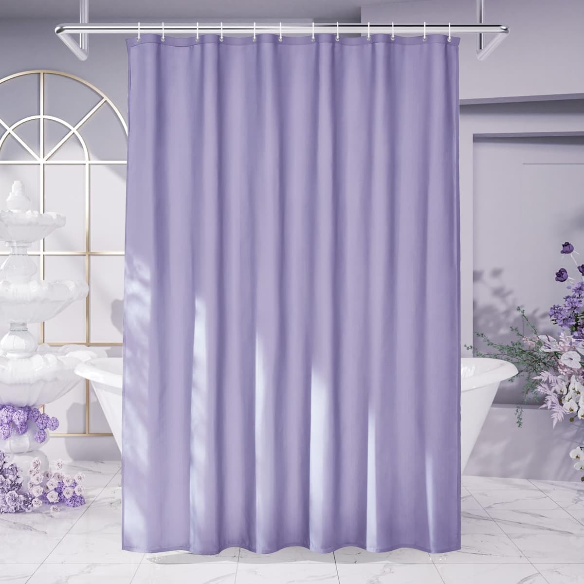 Furlinic Cortina Ducha 200x200cm Antimoho Impermeable Lavable Blanco Tela Poliéster Grandes Cortinas de Baño con 12 Aros de Cortina Ducha. — view 57
