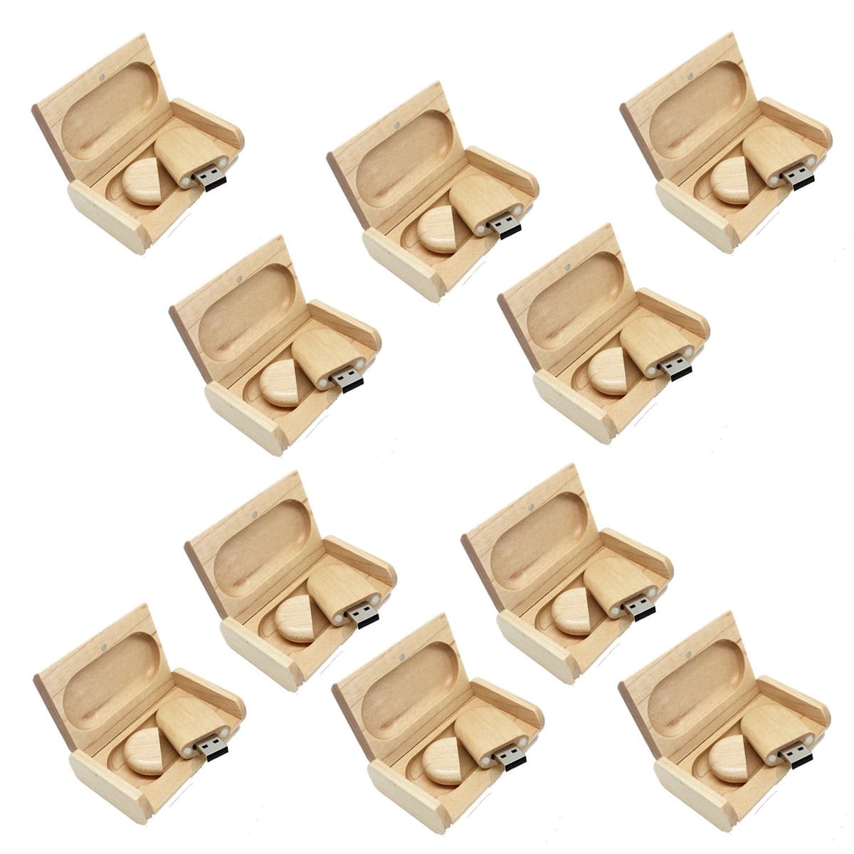 A Plus+ 10 Unidades Flash USB de 32 GB Stick Memory Forma de corazón con Caja de Madera Regalo de Boda — view 5