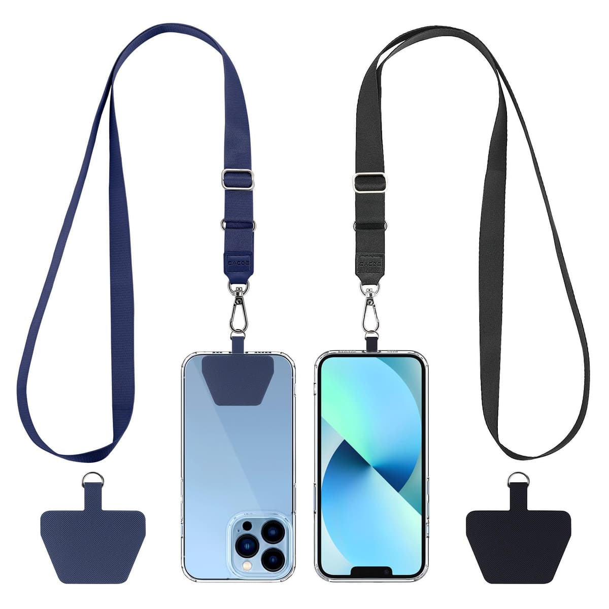 CACOE Universal Mobile Phone Chain, 2 Pcs Adjustable Collar Lanyard and 2 Pcs Durable Patches, Lanyard Mobile Phone Neck Strap Compatible with Most Smartphones — view 12
