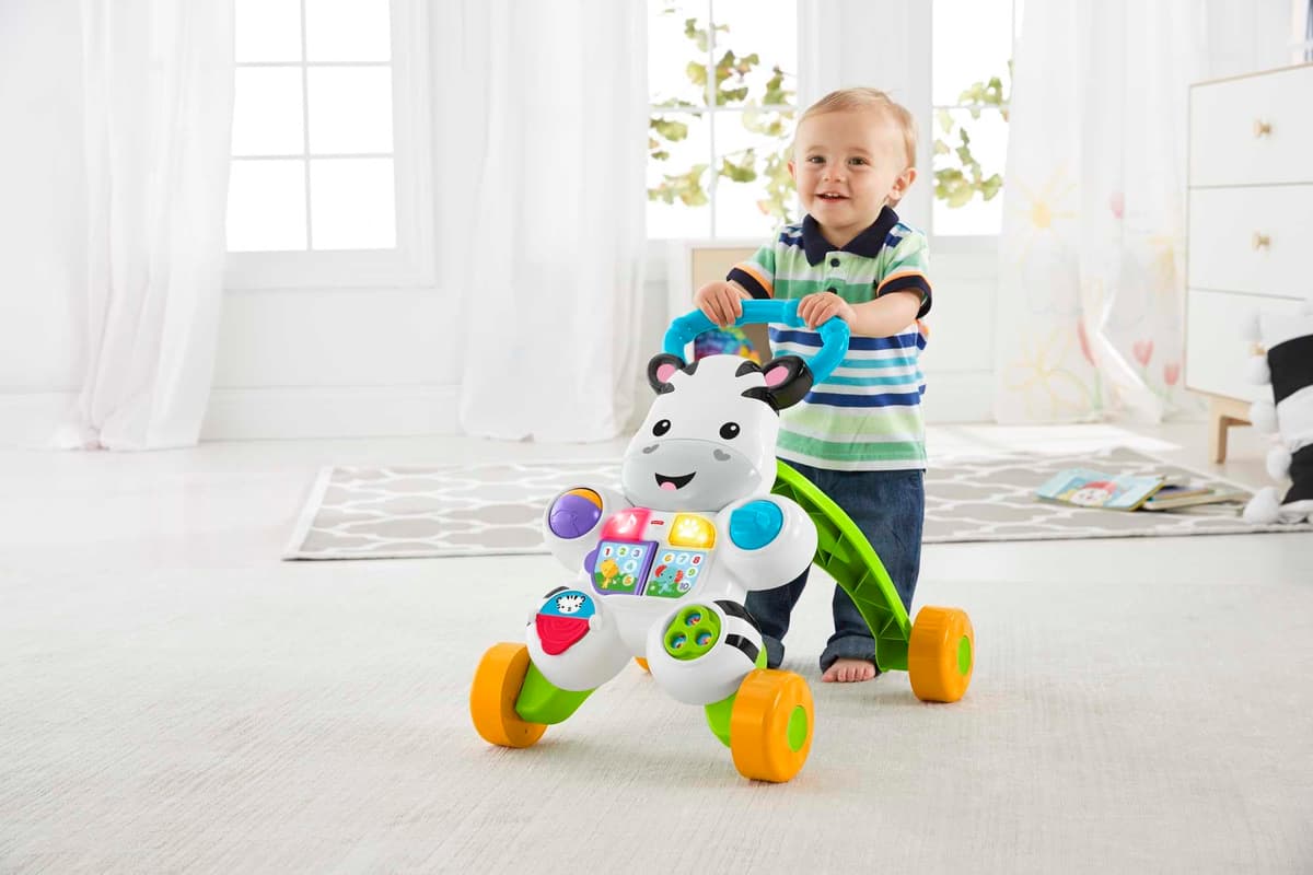 Fisher-Price Cebra parlanchina primeros pasos, andador correpasillos bebé +6 meses, versión español, embalaje reducido GXC34 — view 2