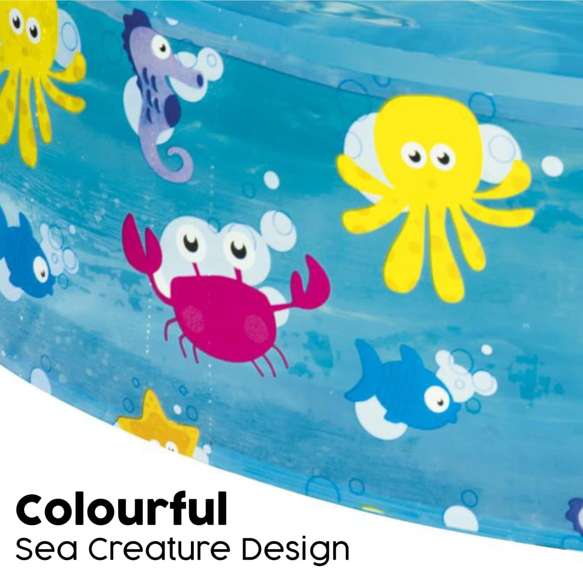 Bestway Sea Creature Paddling Pool Kiddie Swimming Pool, Inflatable Above Ground Pool, Outdoor Garden Pool, Blue, 48 x 10 Inch — view 4