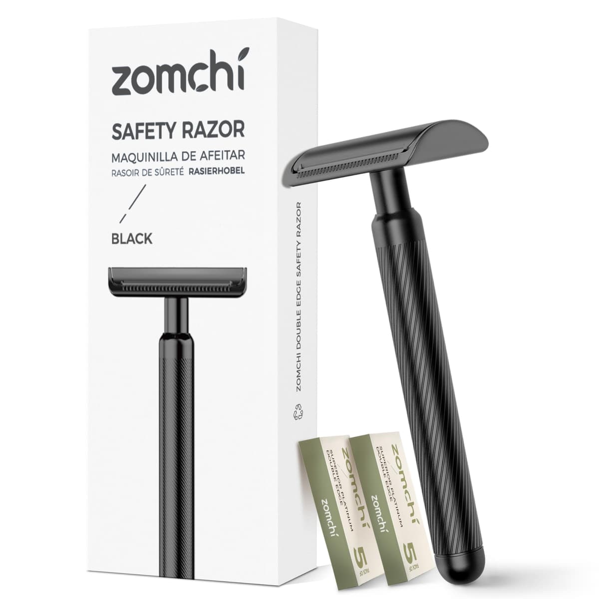 Maquinilla de afeitar de seguridad de doble filo con soporte en plata, maquinilla de afeitar clásica para hombre con 10 cuchillas, construcción de acero inoxidable duradera y duradera — view 15