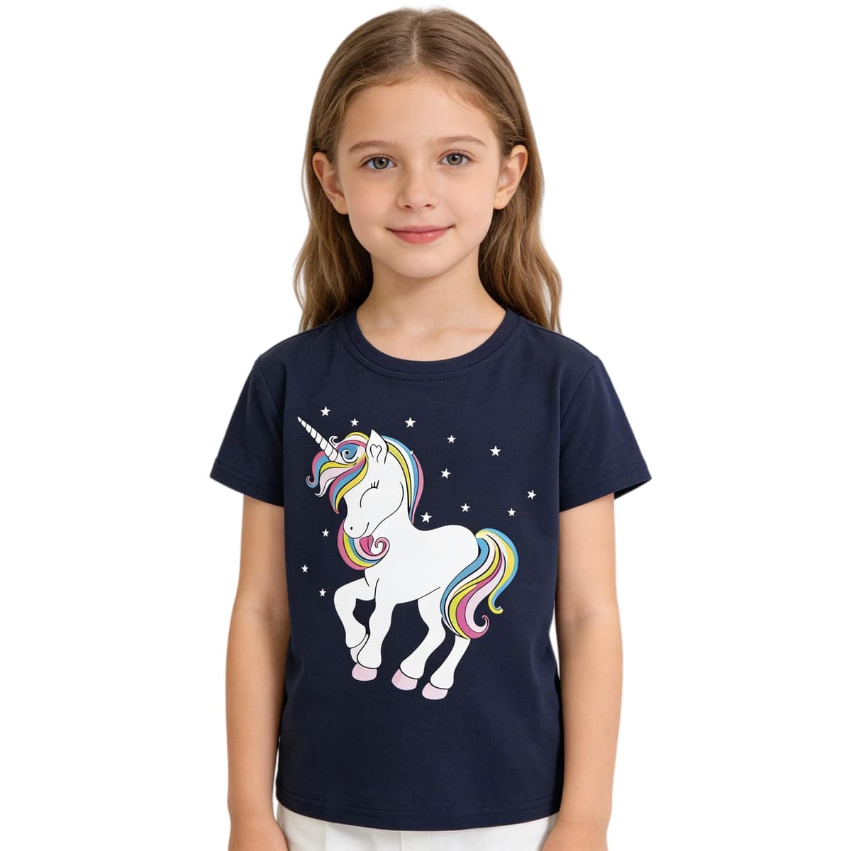 Camisetas de Manga Corta Niñas, Camiseta Algodon para Niña de Verano, Cuello Redondo T-Shirts Moda Informal Tops para Niños 3-8 Años — view 2