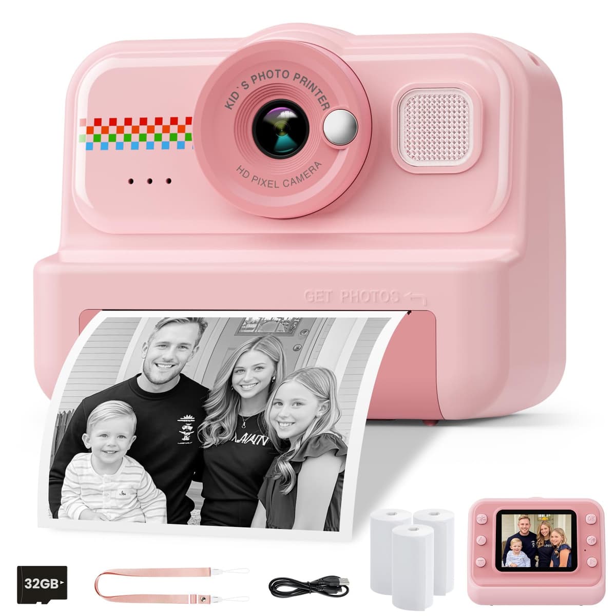 HiMont Camara Fotos Infantil Instantanea, HD/1080P Cámara Instantánea para Niños con Tarjeta de 32G y Papel de Impresión, Camara Fotos Infantil Divertidos Regalos de Juguete para Niños de 3 a 12 Años — view 8