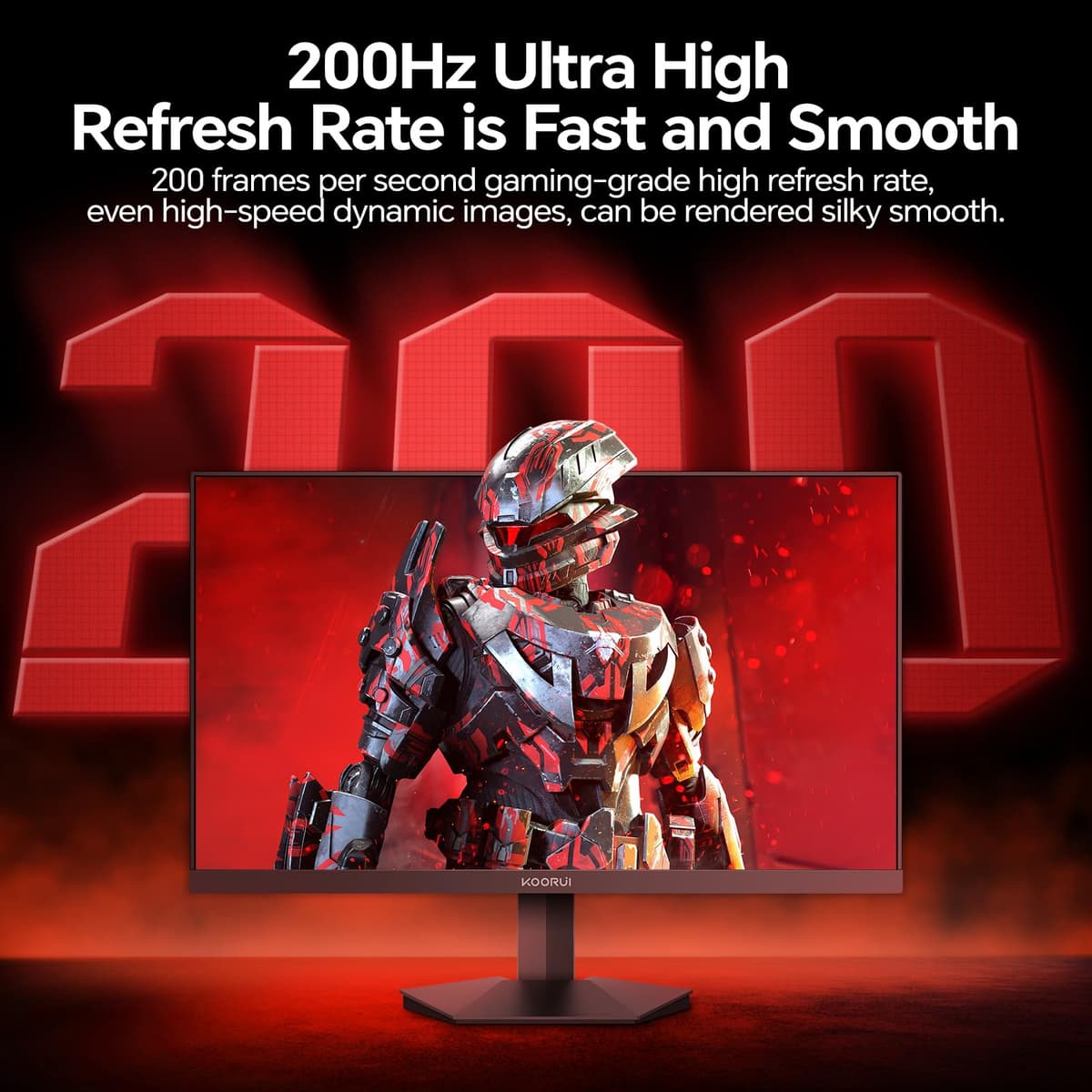 KOORUI G2411P 24 Inch Gaming Monitor, 200Hz, Fast IPS, HDR 400, Full-HD 1080P, 1ms, Adaptive Sync, VESA Mountable, HDMI/DP, Low Blue Light, 99% SRGB — view 3