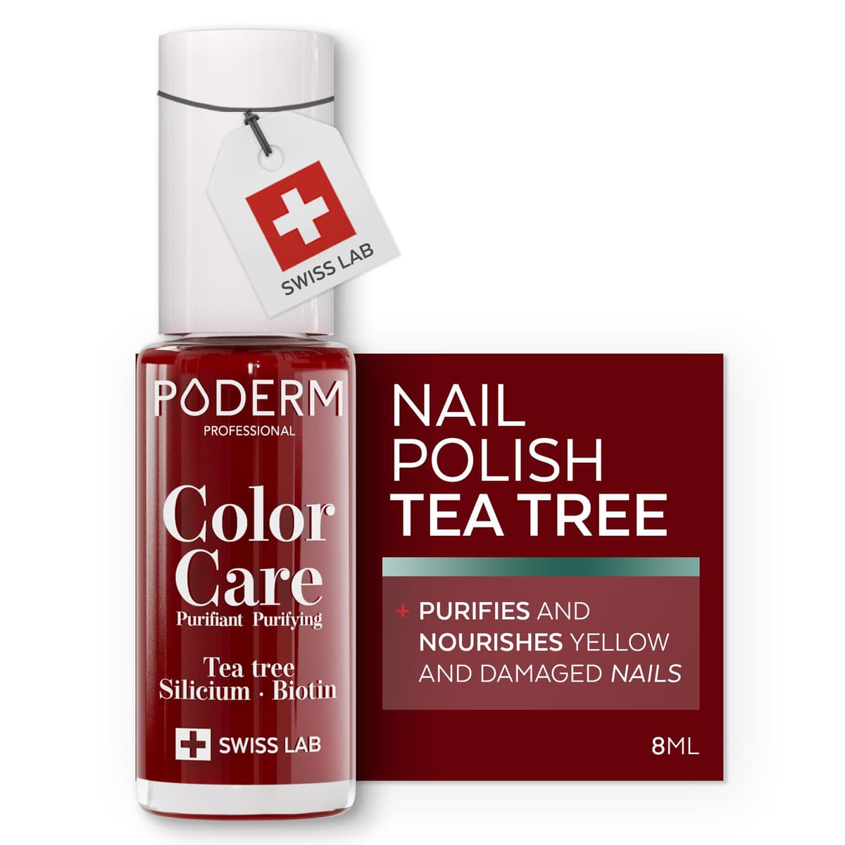 PODERM Nail Care Polish with Tea Tree - Rosewood | Swiss Lab - 8ML | Enriched with Tea Tree, Silicon & Biotin | Purifies, Clarifies & Nourishes Yellow Nails | Created by a Podiatrist — view 9
