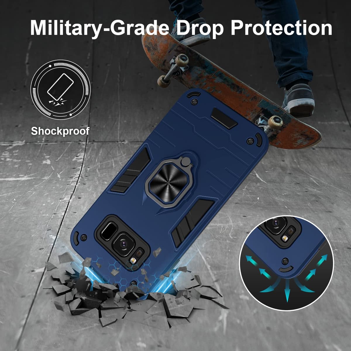 Funda para CMF Phone 2 Pro, Carcasa Antigolpes con Soporte anular metálico, Case Protectora de Grado Militar, Negro — view 1028