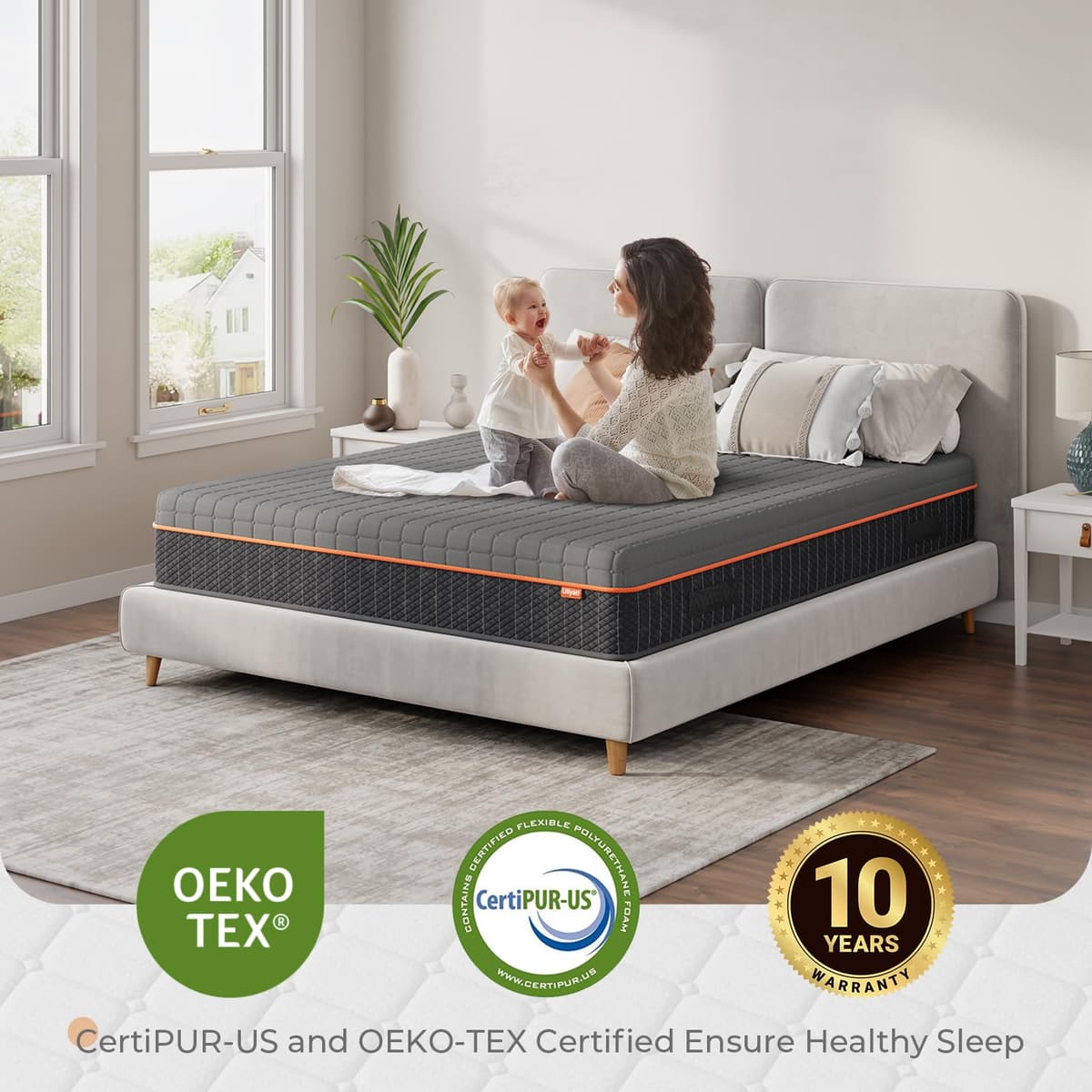 Uliyati Double Mattresses Memory Foam Mattress, Breathable Mattress for Cool Sleep & Pressure Relief - Medium Mattress, 135x190x20CM, CertiPUR-US Certified — view 5