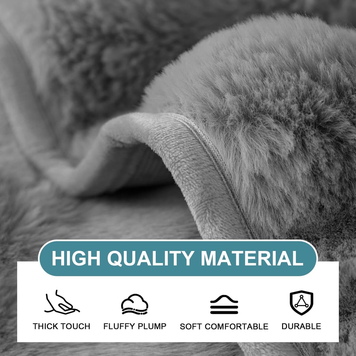 SHANNA Thick Rabbit Plush Sofa Cover 1 2 3 Seater, New Universal Non-Slip Corner Sofa Cover L Shape Super Soft Faux Fur Sofa Slipcovers for Living Room(Grey, 70 * 180cm Seater Cover) — view 4