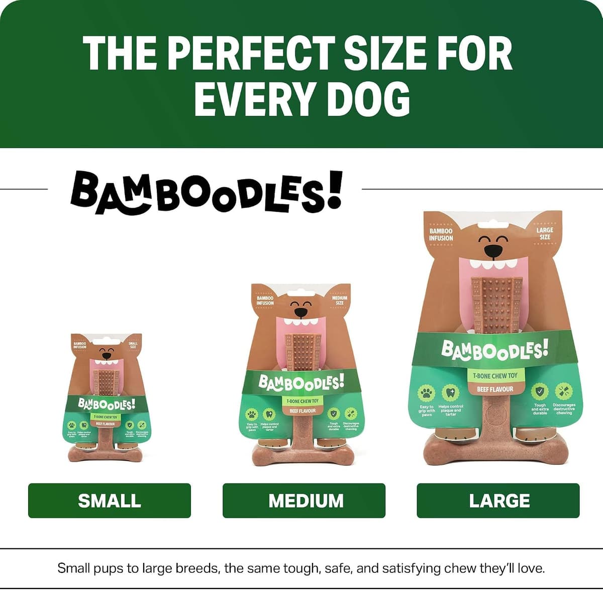 Bamboodles Dog Chew Toy – Small | Beef Flavour | Long Lasting Chew toy for Small Dogs | Durable and Safe Daily Chew — view 3