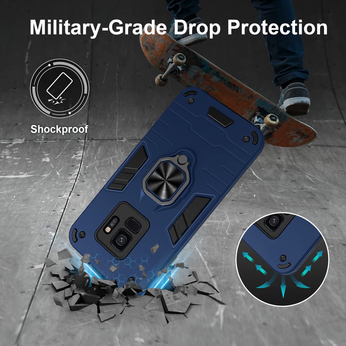 Funda para CMF Phone 2 Pro, Carcasa Antigolpes con Soporte anular metálico, Case Protectora de Grado Militar, Negro — view 1376