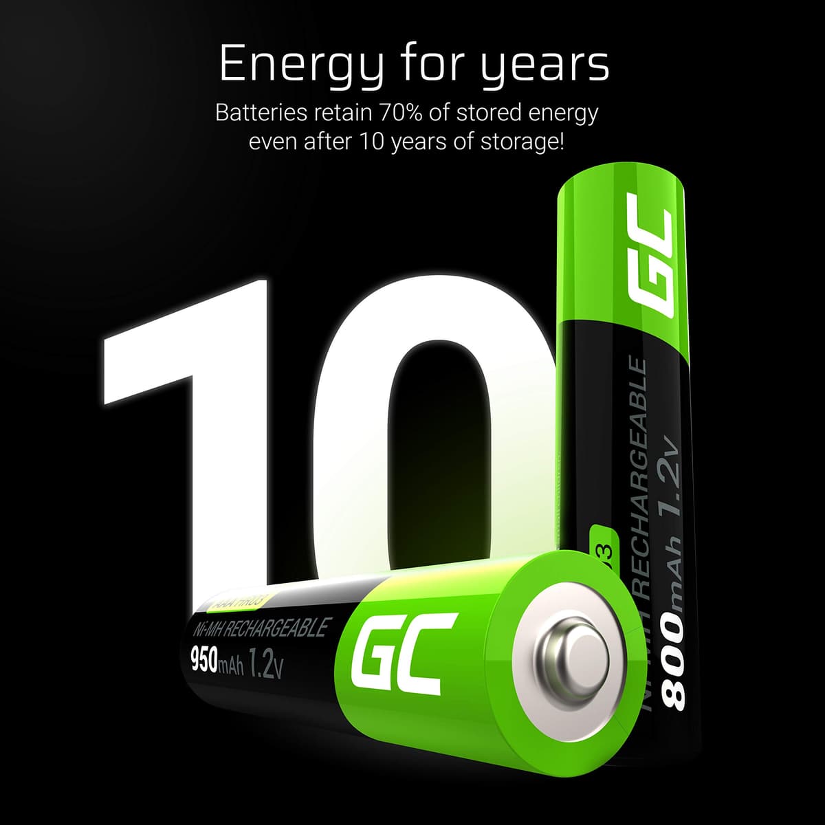 Green Cell Pilas Recargables AAA 1.2V 800mAh – 2 Piezas de Baterías Ni-MH para Uso Diario, Juguetes, Mandos a Distancia y Otros Dispositivos Electrónicos — view 4