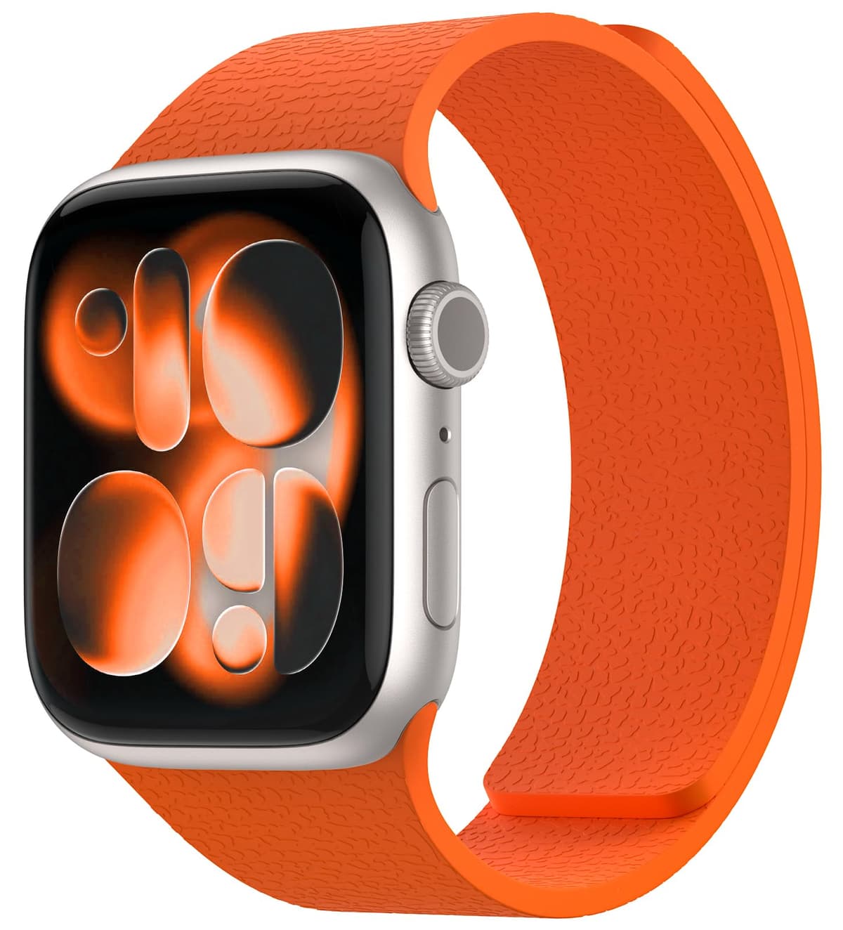 Nereides Compatible with Apple Watch Straps 46mm 45mm 44mm 49mm, Soft Magnetic Silicone Replacement Band for iWatch Series 11 10 9 8 7 6 5 4 SE SE2 SE3 Ultra 3/2/1 (Black+Orange) — view 18