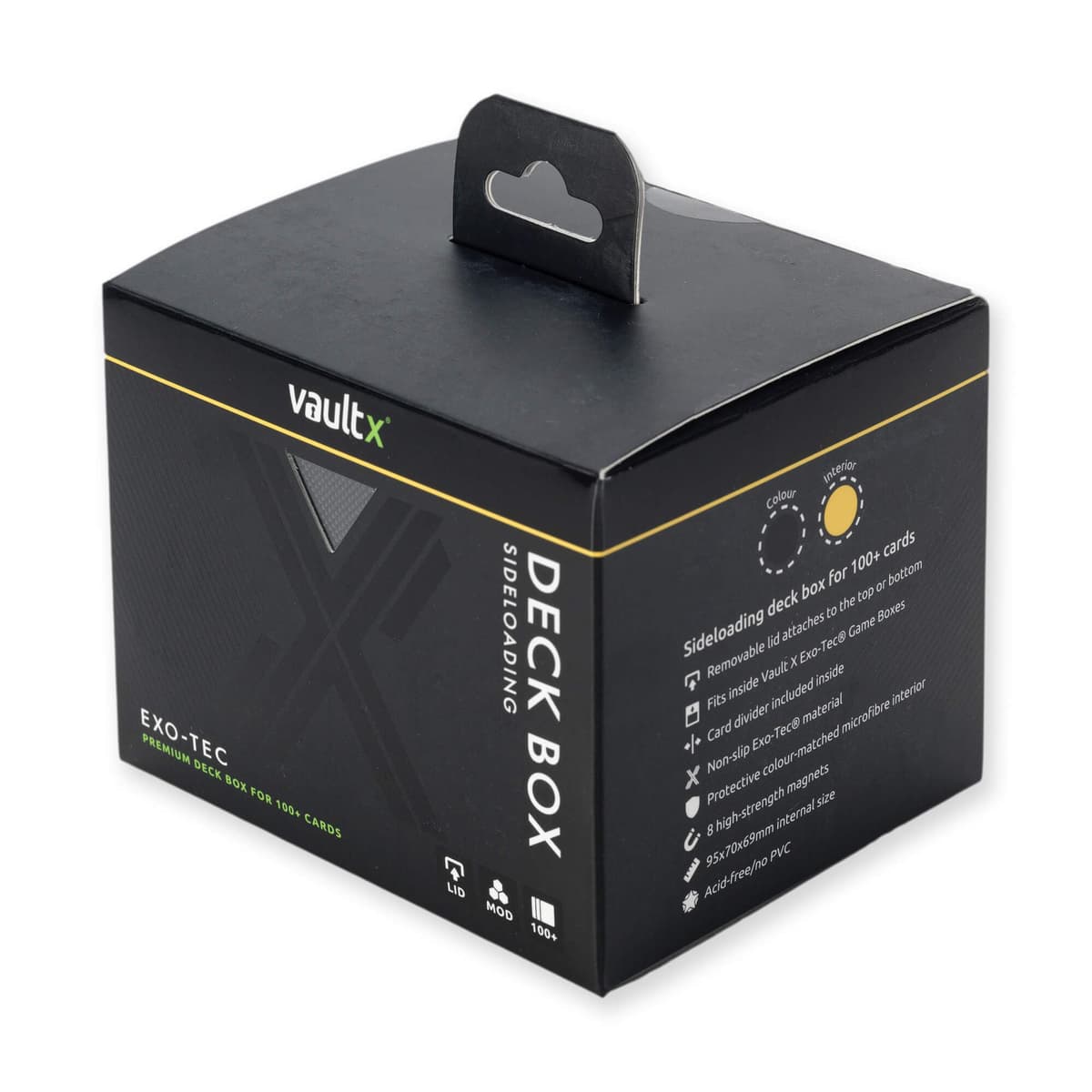 Vault X Caja para mazos de cartas coleccionables de carga lateral, 100+ cartas, material Exo-Tec de primera calidad, tapa magnética extraíble, MTG Commander, TCG (Negro/Amarillo) — view 10