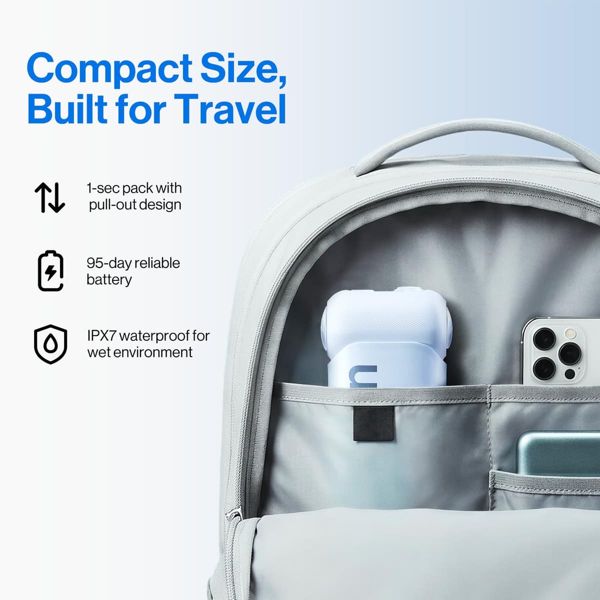 usmile Irrigador bucal portátil C10 – 95 días de duración de la batería, 4 modos de limpieza, depósito de 180 ml, IPX7 resistente al agua, ideal para viajes, aparatos ortopédicos, implantes y encías — view 4