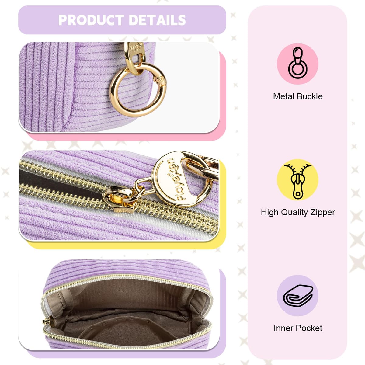 Neceser Compresas 2 Bolso de Almacenamiento para Compresas Algodon Tampones Bolsa Menstrual con Cremallera de Servilletas Sanitarias Bolsas Portátil para Mujers Regalo Adolescentes Niña(Rosa&Viola) — view 3