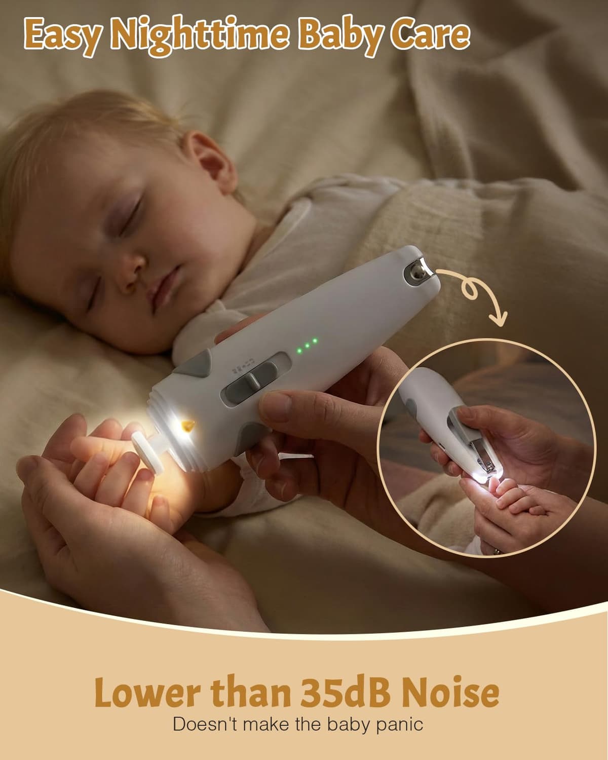 Lictin Set para Cuidado del Bebé-26 en 1 recargable cortaúñas eléctrico para bebé set, Lima de uñas para bebés con iluminación automática, Portátil Kit de Aseo para Bebés, ¡gran idea de regalo — view 3