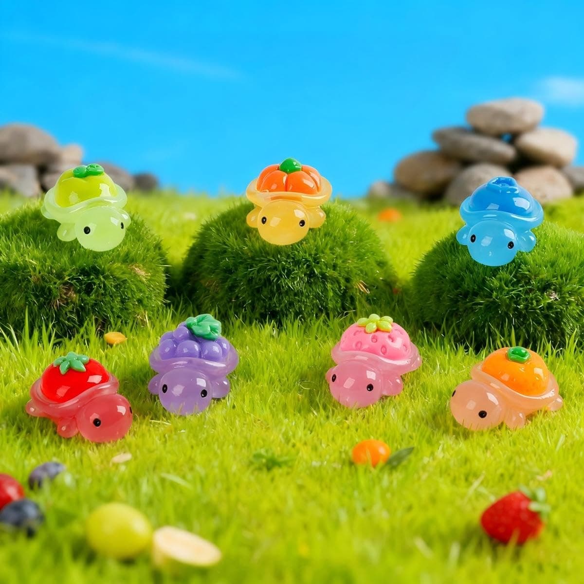 Pequeñas figuras de animales de resina que brillan en la oscuridad, estatuas de animales de plástico para decoración de acuario de jardín de hadas 5195 — view 3