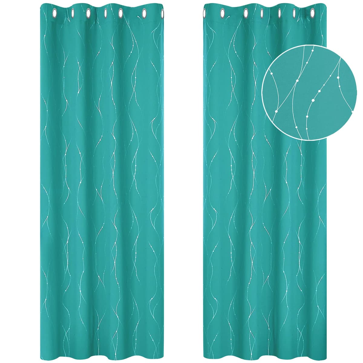 Deconovo Soft Dotted Line Foil Printed Blackout Curtains Thermal Insulated Curtains Eyelet Energy Efficiency Room Darkening Curtains for Bedroom 52 x 72 Inch Light Grey 2 Panels — view 76