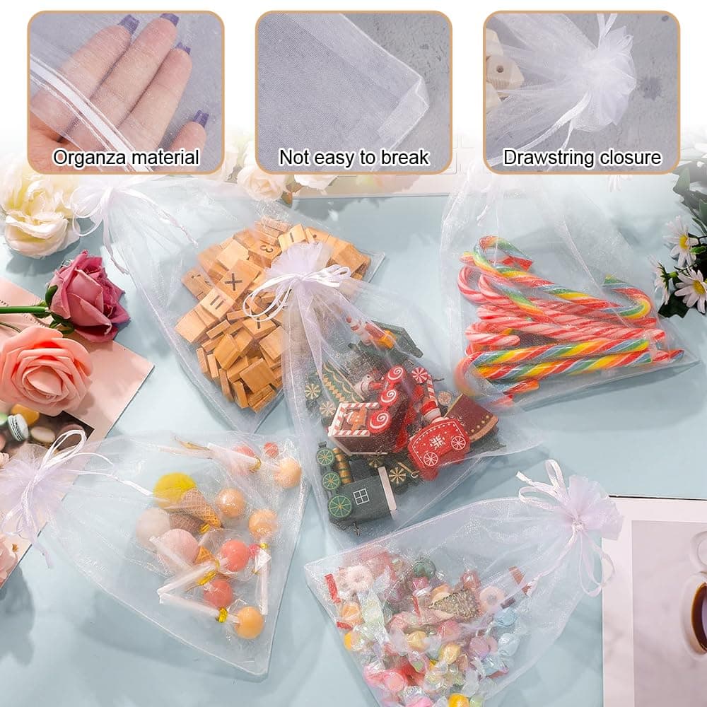50 Piezas Bolsas Organza, 15x20 cm Bolsitas de Tela Pequeñas, Bolsas de Organza para Regalos, Saquitos de Tela Regalo, Bolsitas de Tul Pequeñas para Bodas, Cumpleaños, Festivales, Fiestas y Navidad — view 3