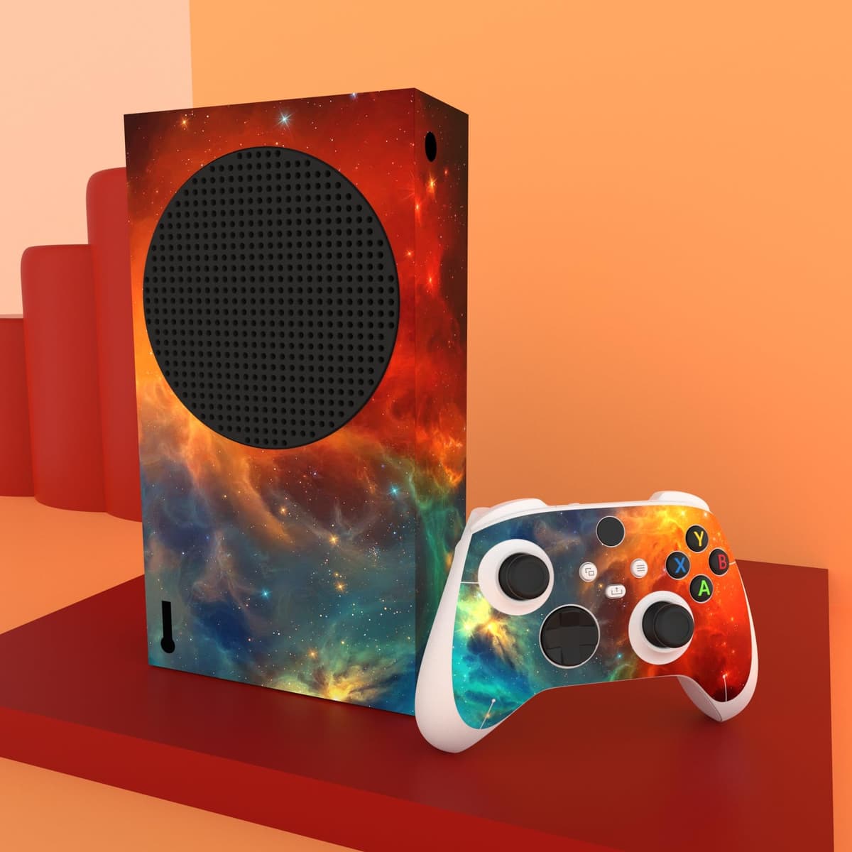 playvital Orange Star Universe Custom Vinyl Skins for Xbox Series S, Wrap Decal Cover Stickers for Xbox Series S Console Controller — view 5